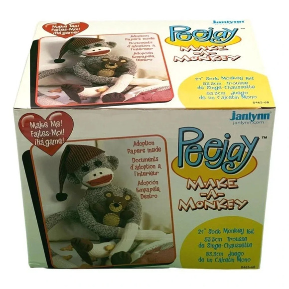 JayLynn Peejay 21 inch Sock Monkey Kit Complete New Craft Kit - Picture 1 of 4